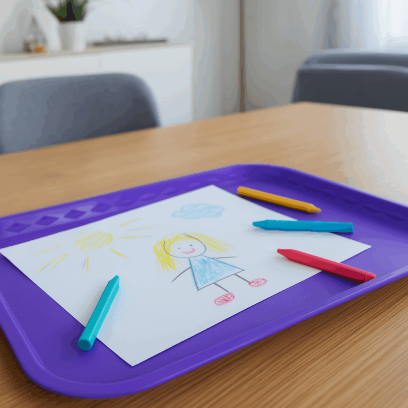 Purple Flat Serving Tray for Children's Drawings