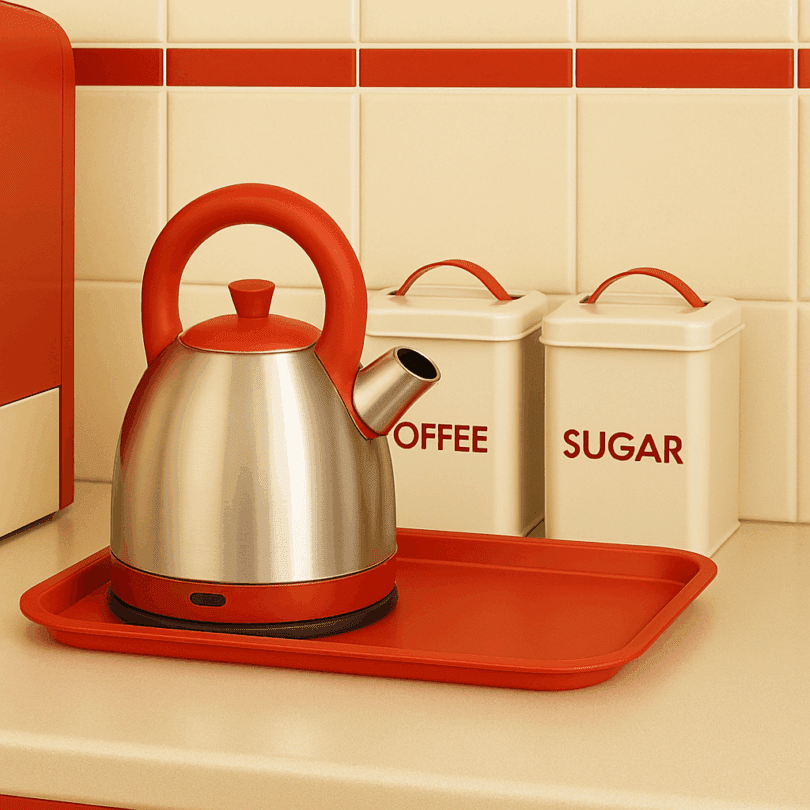 Red Serving Tray as Worktop Saver