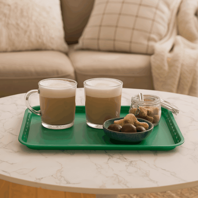Racing Green Flat Serving Tray with Coffee