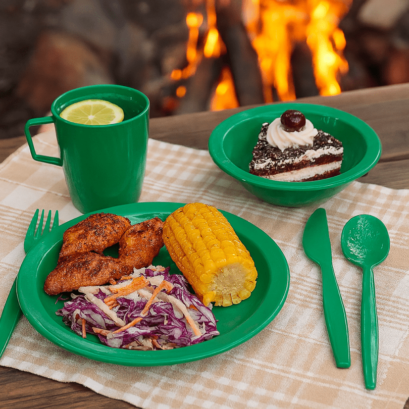 Green Dining Set at Campfire