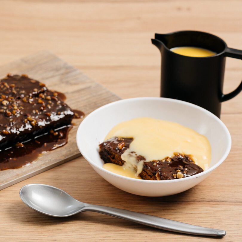 Plastic Cereal Bowls with sponge cake and custard