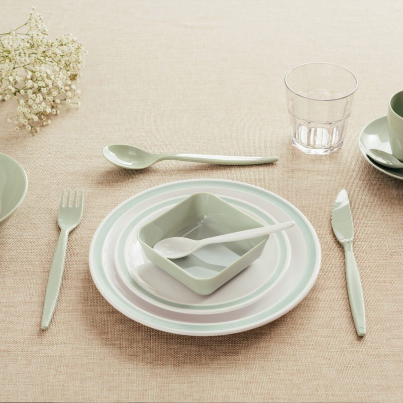 Grey Green Standard Size Cutlery Set