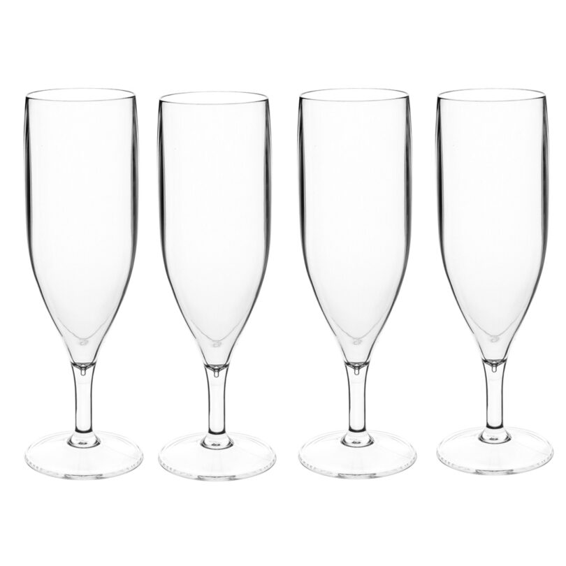 Set of 4 Reusable Plastic Champagne Flutes