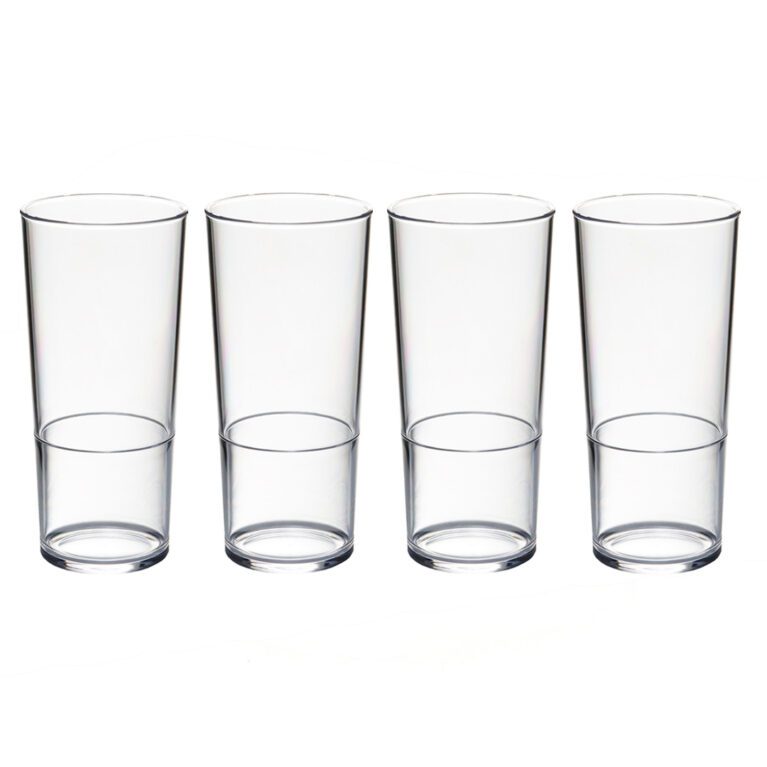 Set of 4 Break Resistant Half Pint Plastic Glasses