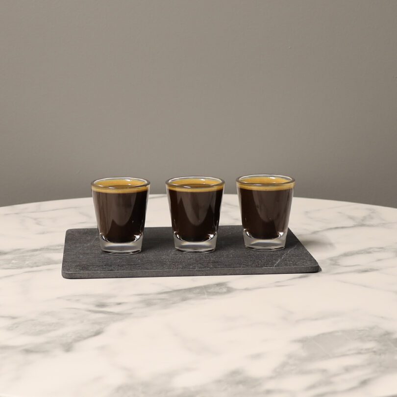 Tao Plastic Shot Glasses with espresso shots