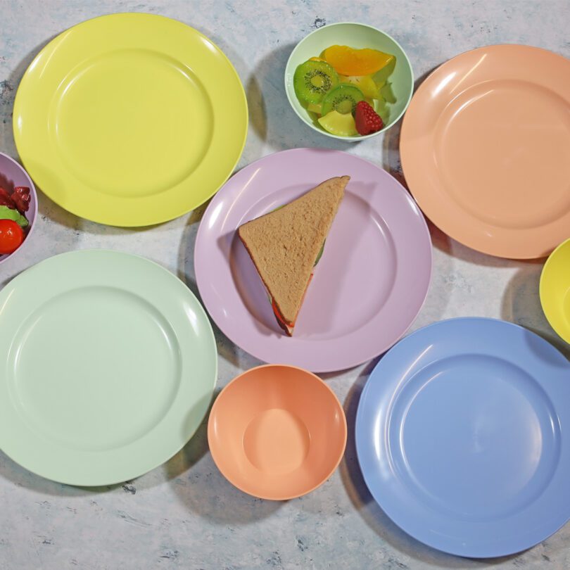 Children's Pastel Plastic Plates with snacks