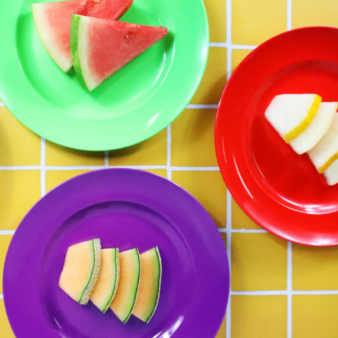 Children's Rainbow Plastic Plates with Fruit Slices