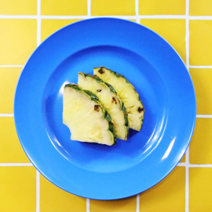 Blue Children's Plate with Pineapple Slices