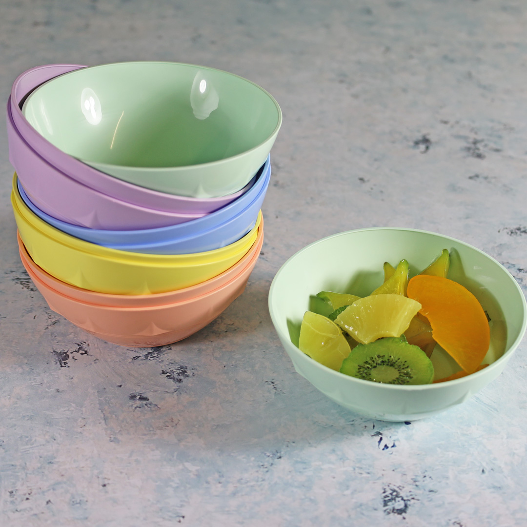 Children's Pastel Plastic Bowls with fruit salad