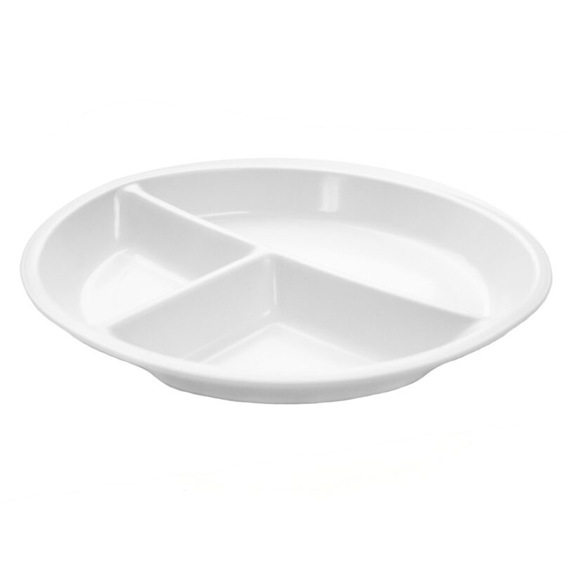 3 Compartment White Plate