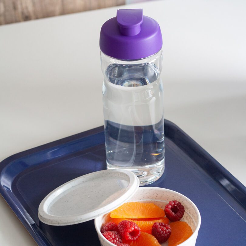 Flip Lid Water Bottle with lunch meal tray