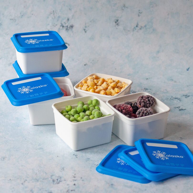 Alaska 200ml Freezer Storage Containers with frozen vegetables