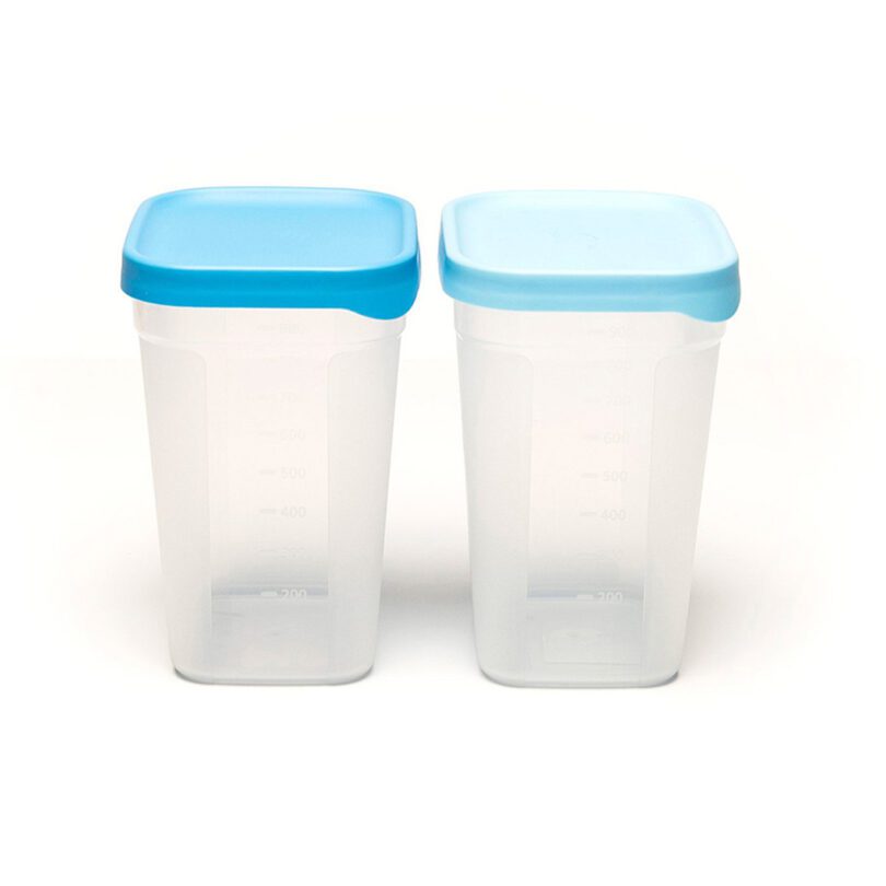 2 OptiFridge 1L Storage Containers with blue lids