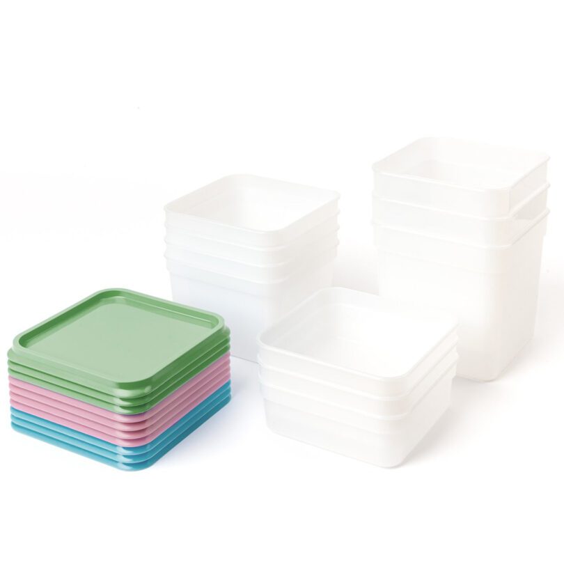 Nested Freezer Storage Containers in 3 sizes and lid colours