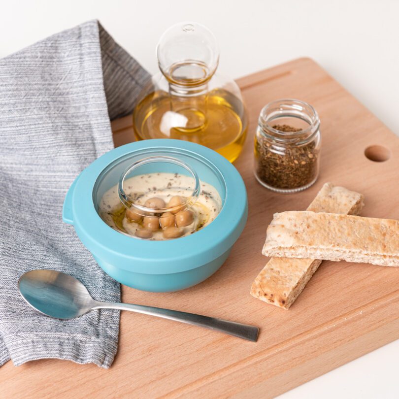 Small Dipping Bowl & Lid with Hummus