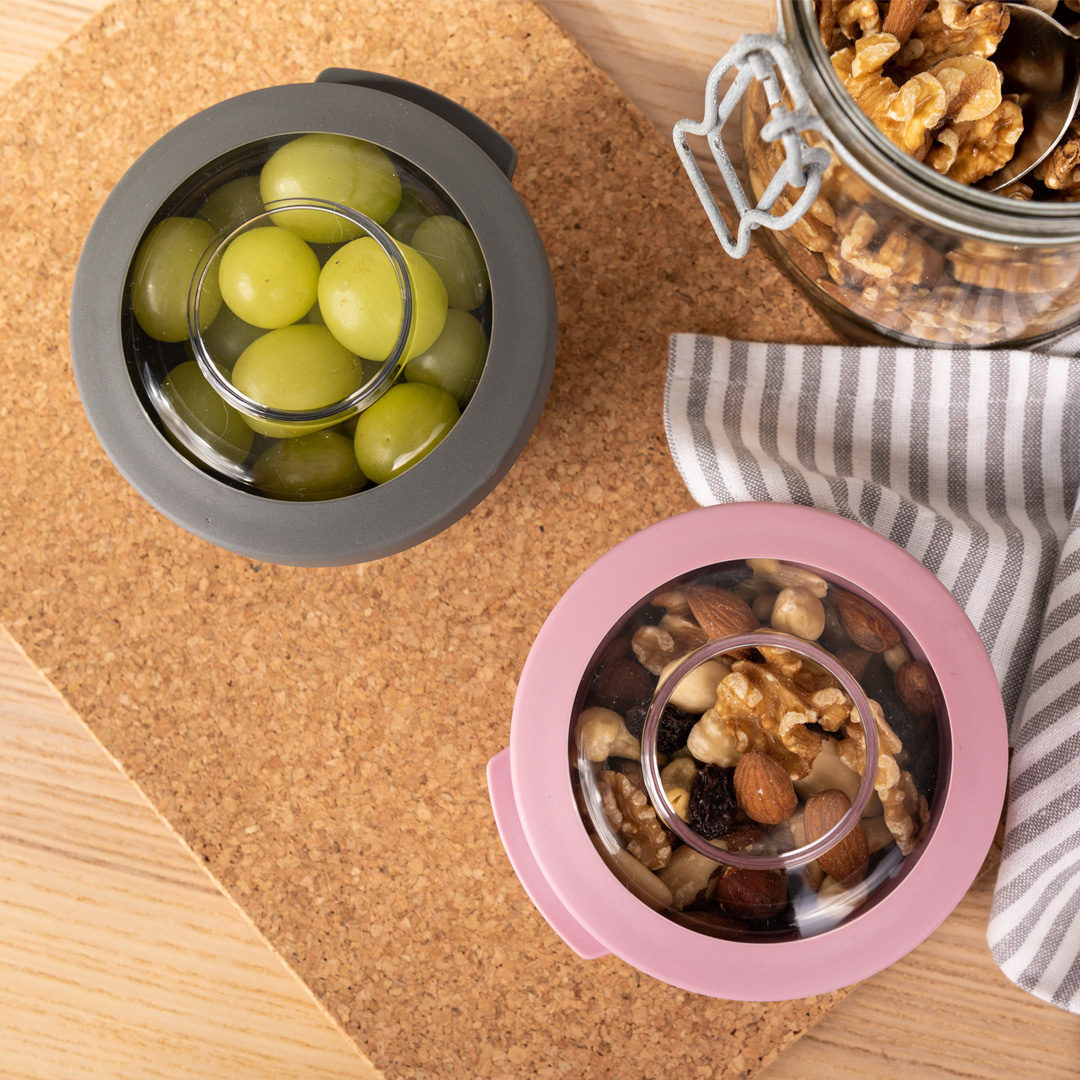 Snack Bowls with portions of fruit and nuts