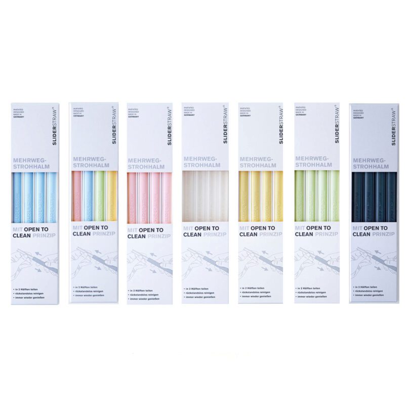 SliderStraw Reusable Plastic Straws in Range of Colours