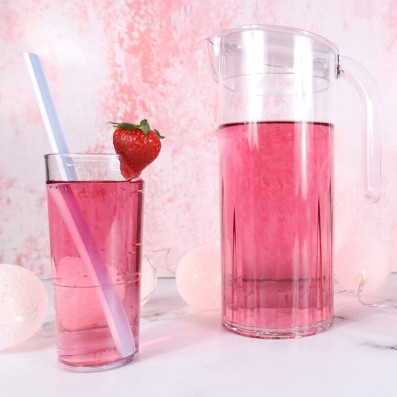 Half Pint Glass with Pink Squash and Jug