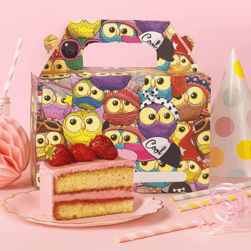 Owl Print Lunch Boxes in Children's Party Setting