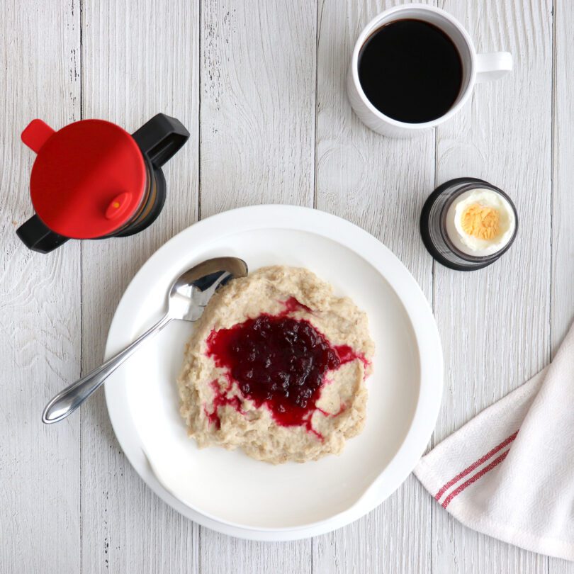 Porridge on White Scoop Plate