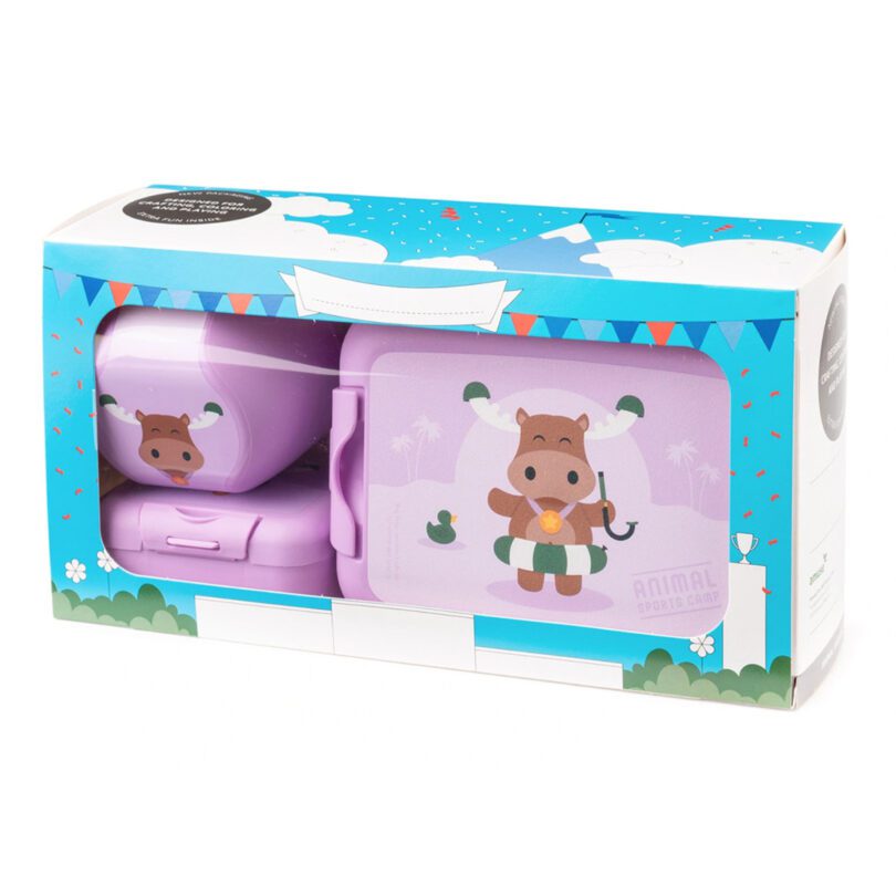 Boxed Fun Purple Moose Lunchbox Set