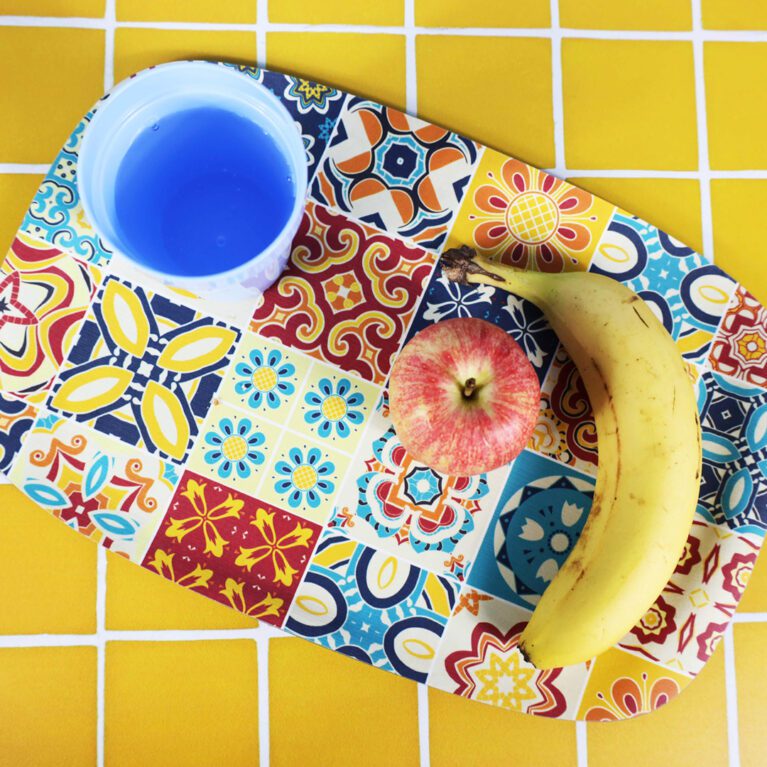 Spanish Tile Design Tray with Fruit