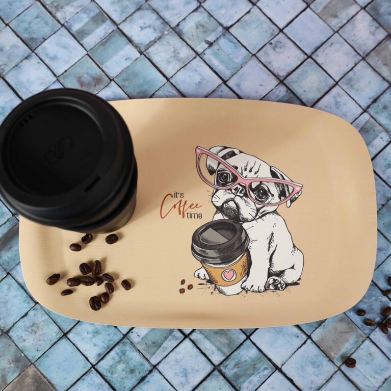 It's Coffee Time Pug Print Tray