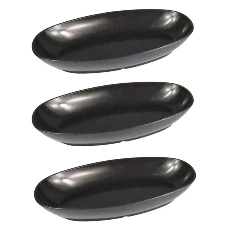 Large Odyssey Black Deep Oval Dishes Pack of 3