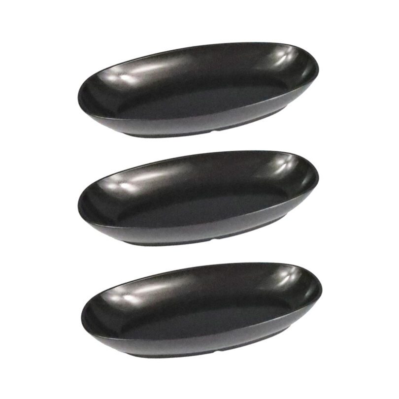 Medium Odyssey Black Deep Oval Dishes Pack of 3