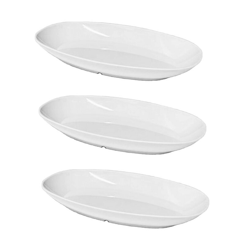 Medium White Deep Oval Dishes Pack of 3