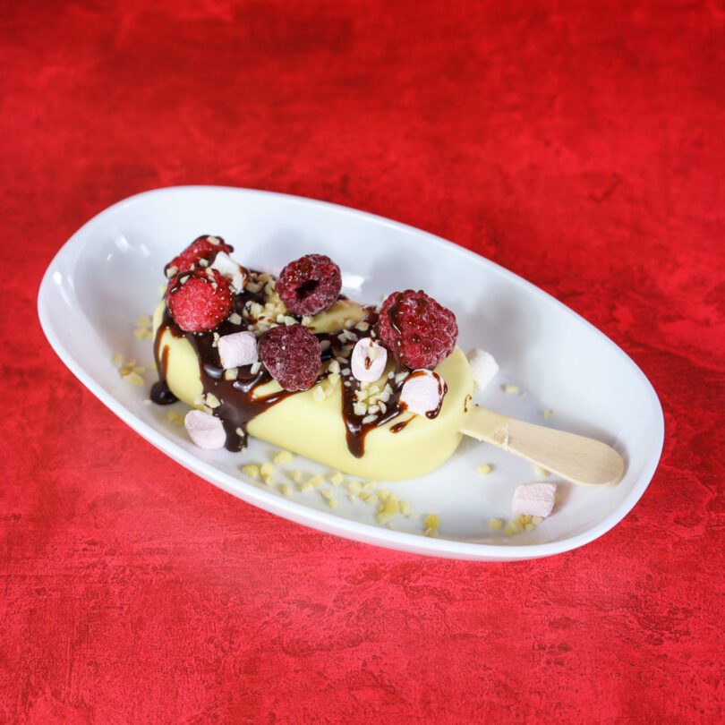 Ice Cream in Small White Oval Dish