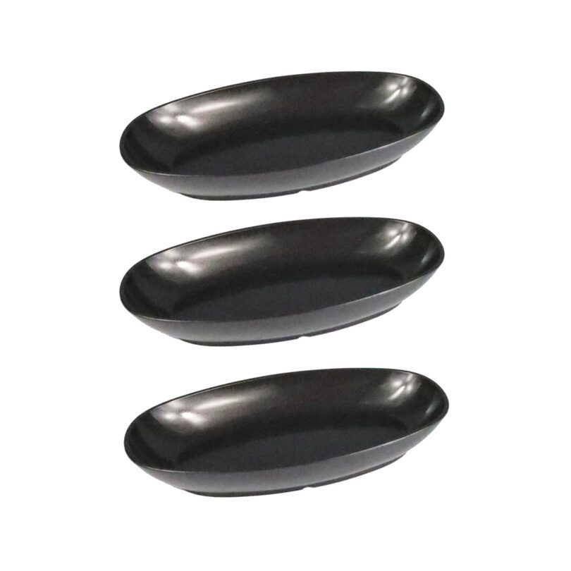 Small Odyssey Black Deep Oval Dishes Pack of 3