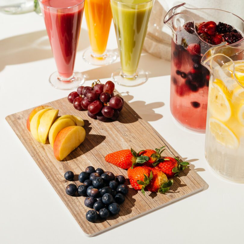 Fruit pieces served on small vintage food platter