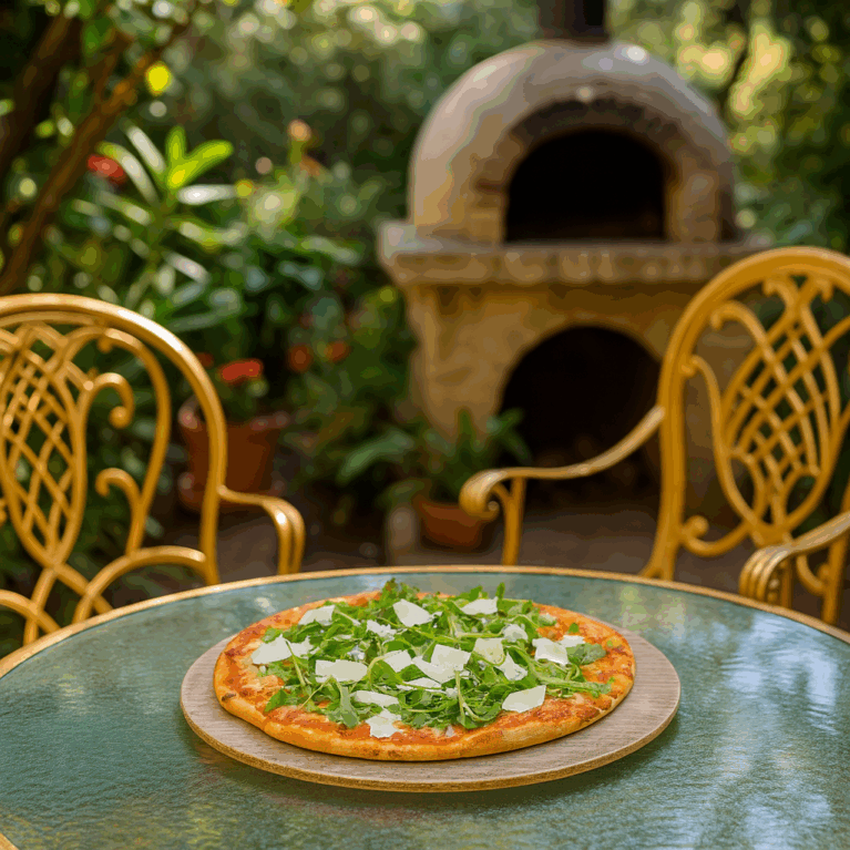 40cm Vintage Pizza Board in a Garden Setting