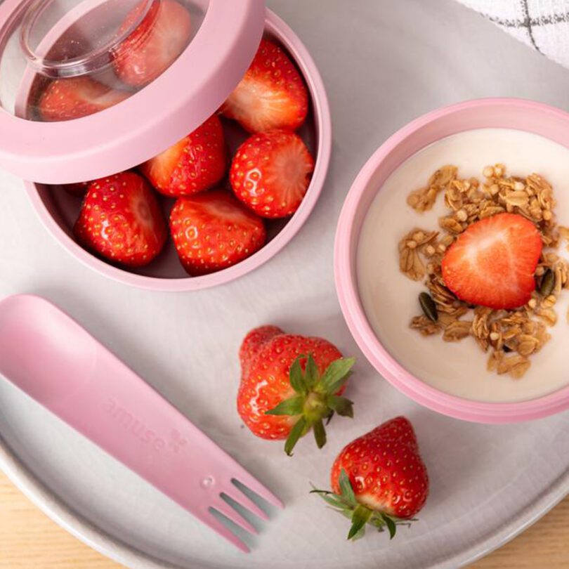 Yoghurt in Pink Breakfast Pot