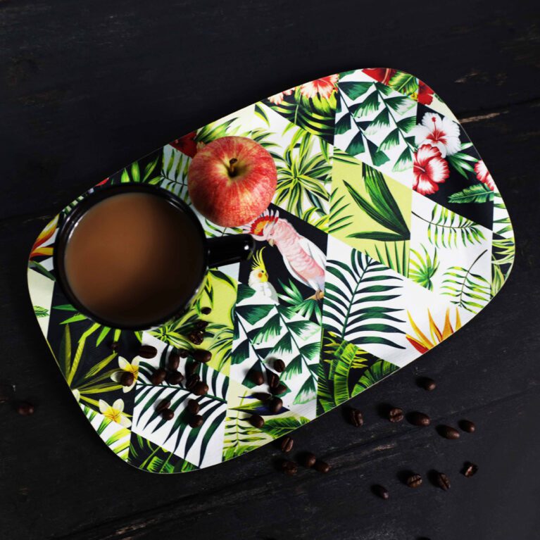 Jungle Print Serving Tray with coffee cup