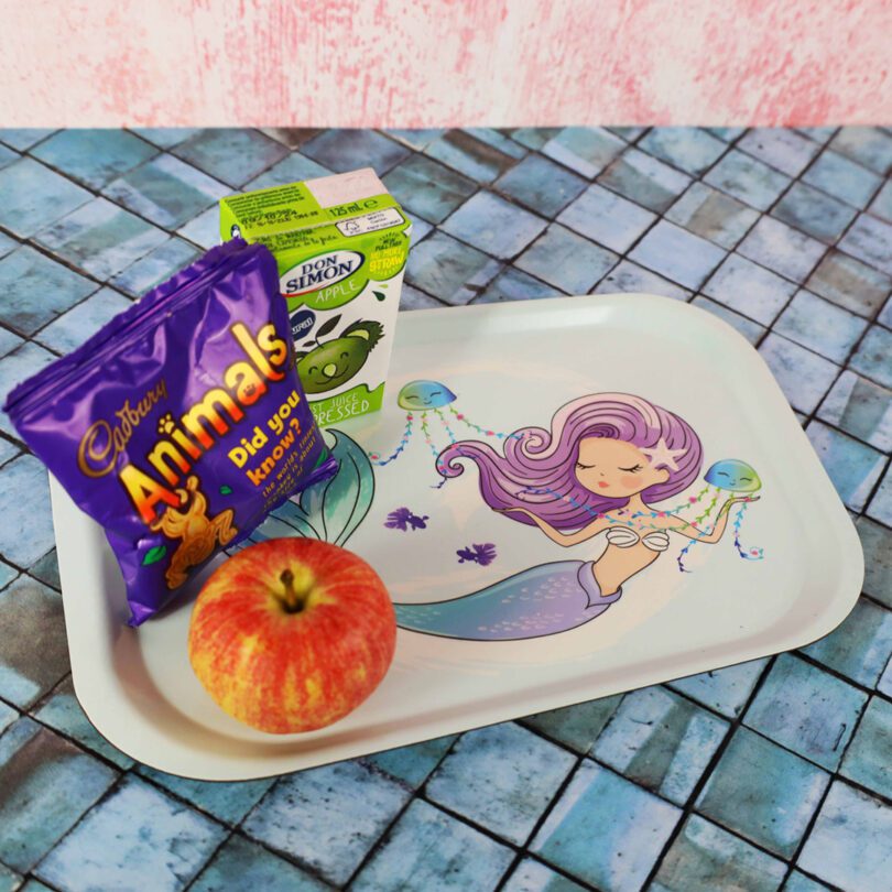 Mermaid Print Children's Tray with Snacks