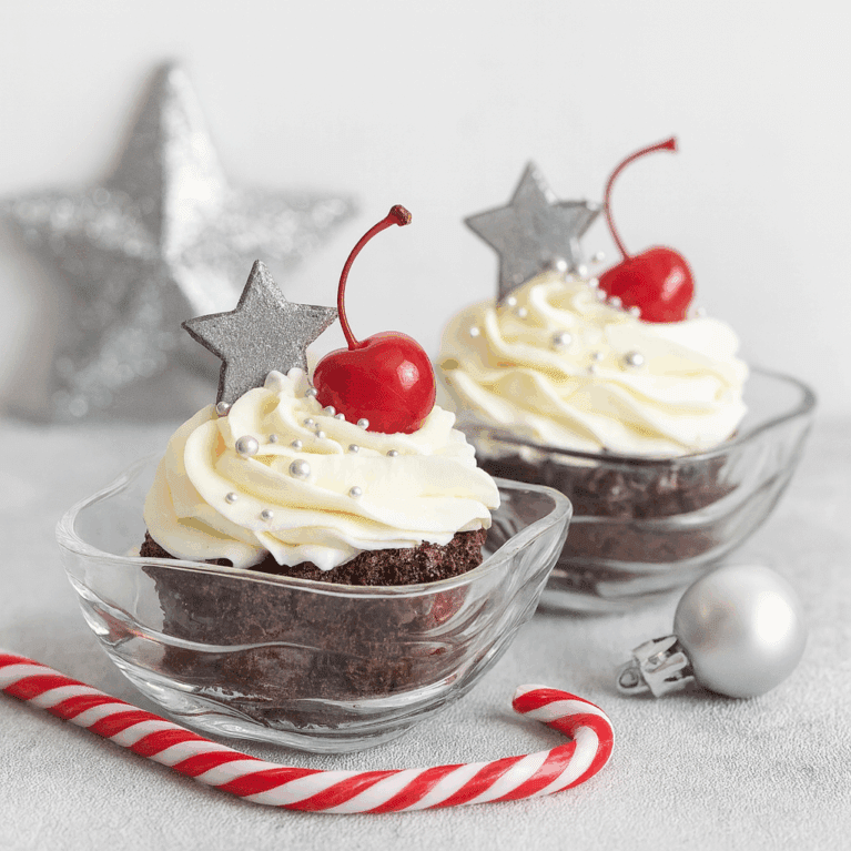 Oyster Dessert Bowls with Christmas Themed Puddings