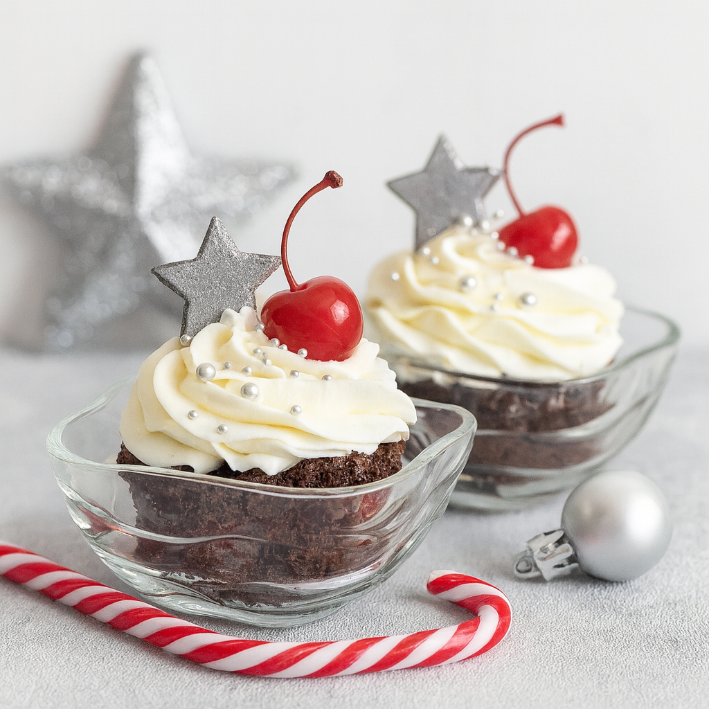 Oyster Dessert Bowls with Christmas Themed Puddings