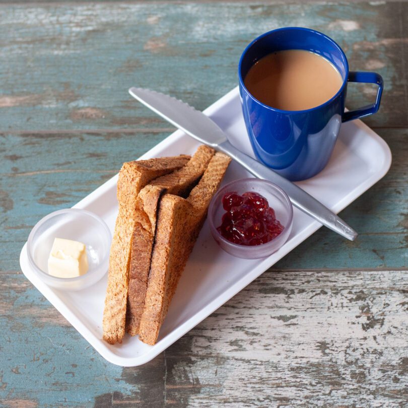 Tea and Toast On White Individual Serving Platter