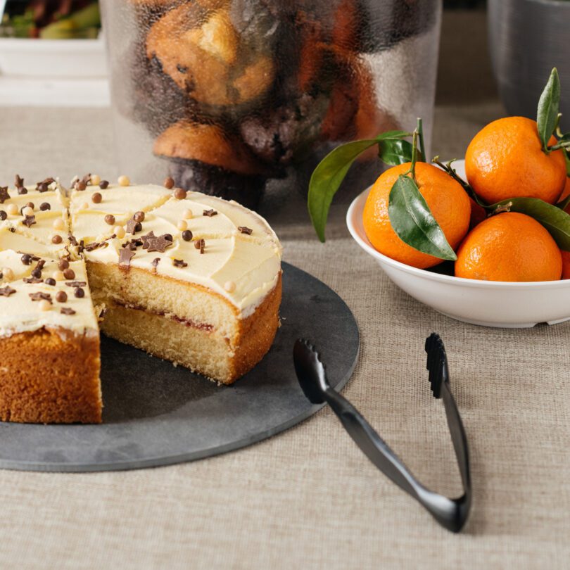 Black Serving Tongs with Cake