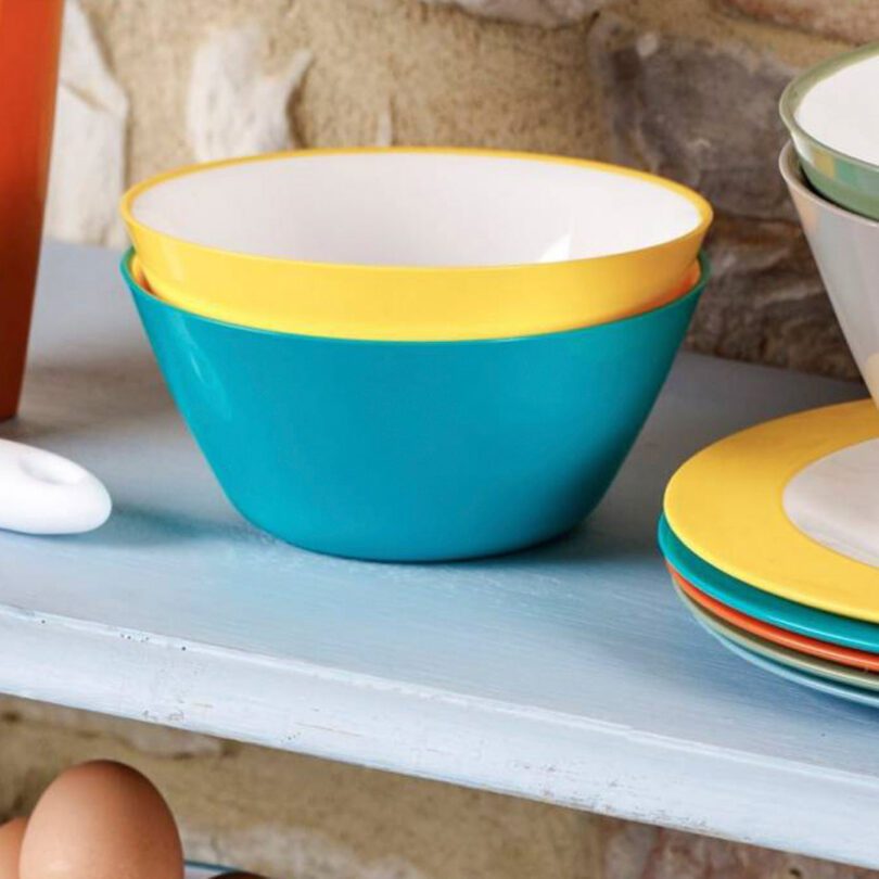 Yellow and Turquoise Omada Serving Bowls