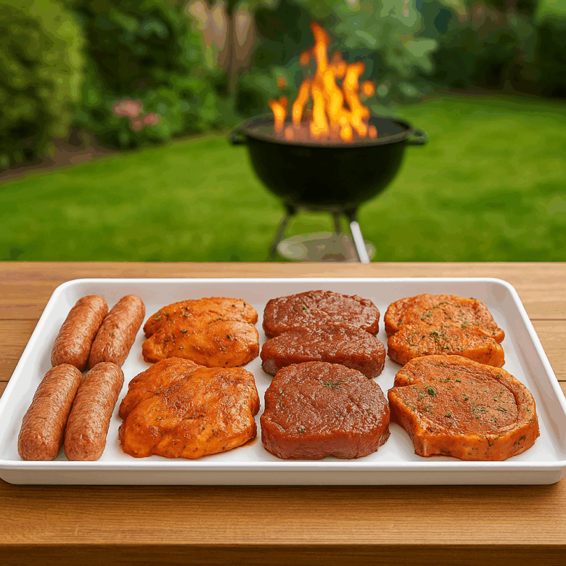 Large White Display Tray with BBQ Meats