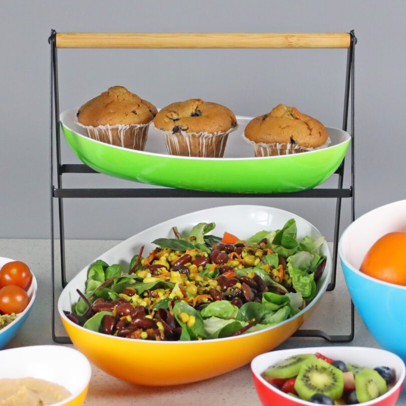 Muffins on Green Oval Serving Platter