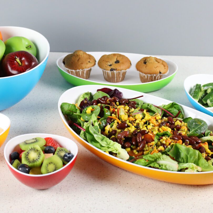 Salad on Large Yellow Oval Serving Platter