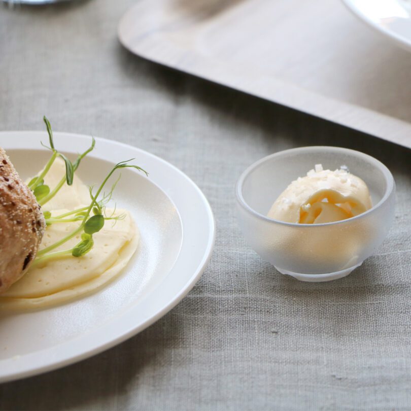 Individual Butter Portion in Small Frosted Bowl