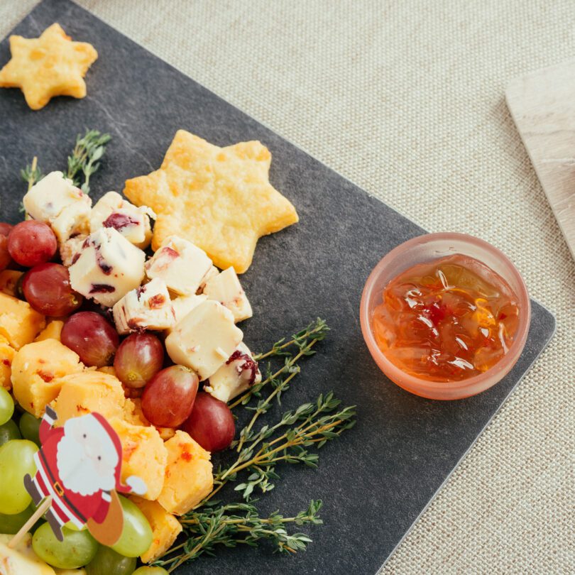 Chilli Jam on Cheese Platter in Small Sauce Pot