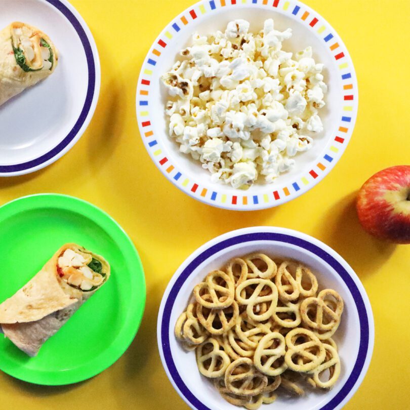 Popcorn in Patterned Snack Bowl