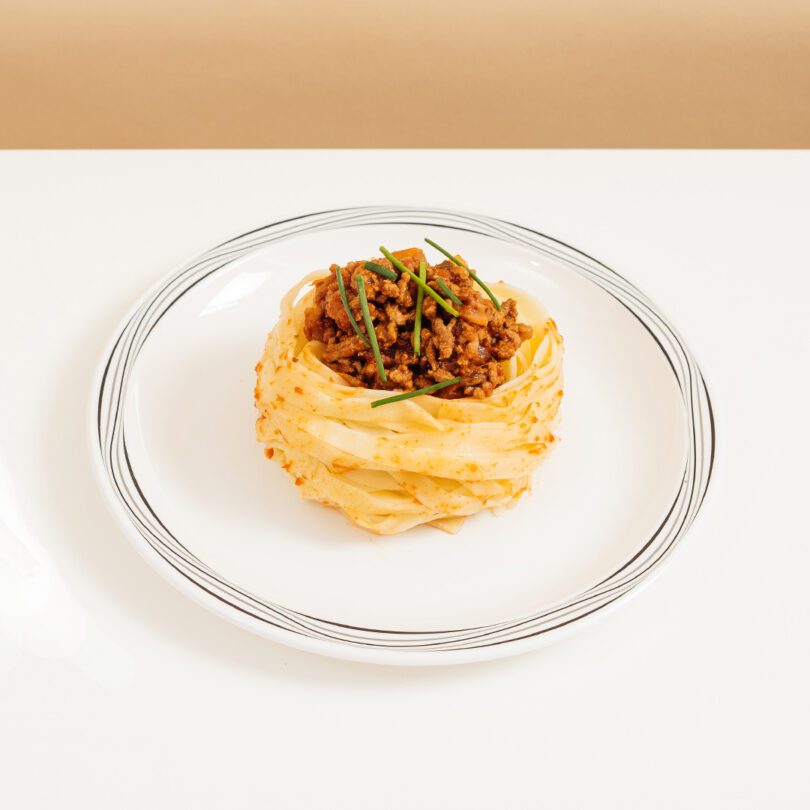 Pasta On Patterned Dinner Plate