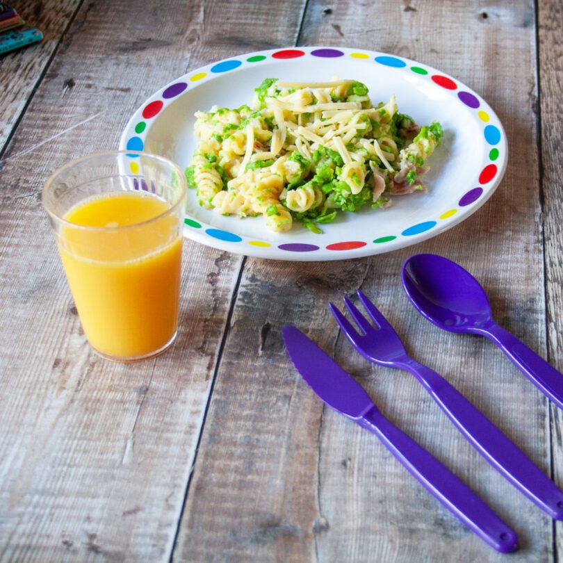 Coloured Pebbles Plate with Children's Dinner